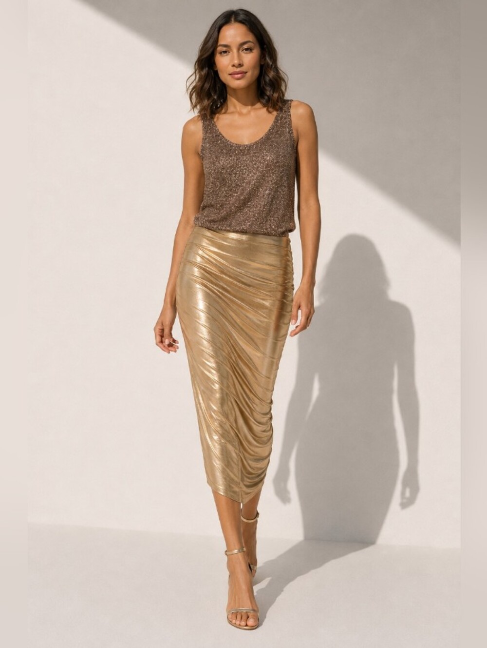 XXist Vintage 1990s Bronze Metallic Top - Size: 6